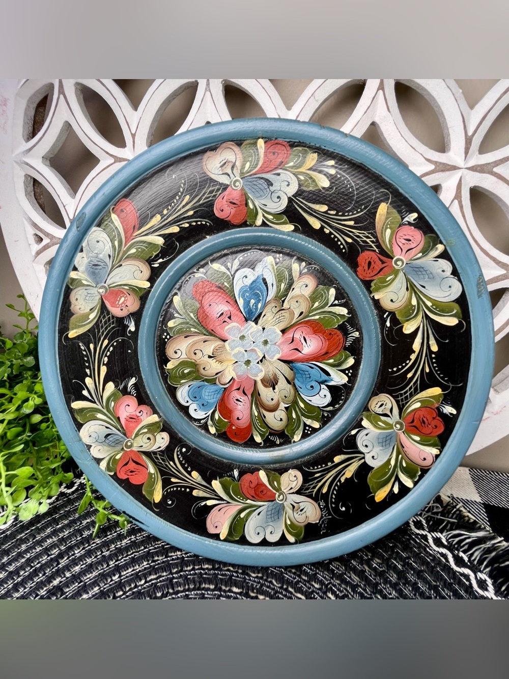 Beautiful Handcrafted Wooden Plate Signed by Norwegian Artisan Berit Vikesa